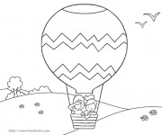 Coloriage et dessins gratuit Montgolfière en vol sur la campagne à imprimer