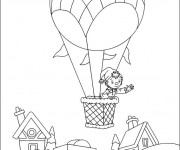 Coloriage et dessins gratuit Pinocchio en Montgolfière à imprimer