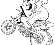 Coloriage Mario sur Moto dessin animé