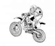 Coloriage et dessins gratuit Motocross en noir et blanc à imprimer