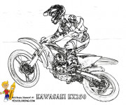 Coloriage Motocross Kawasaki en grand saut