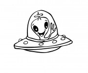Coloriage Petite Navette portant un extraterrestre