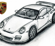 Coloriage Porsche sport au crayon