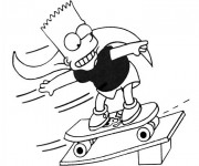 Coloriage Bart Simpson joue au Skate