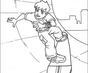 Coloriage Ben 10 utilise son skateboard