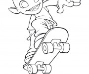Coloriage Extraterrestre et Skateboard