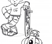 Coloriage et dessins gratuit Petit enfant Skateur à imprimer