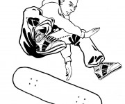Coloriage Skateur sur Planche Skate