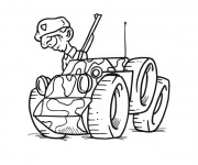 Coloriage Soldat sur petite véhicule militaire
