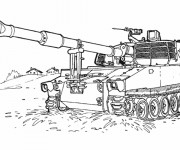 Coloriage Tank militaire facile