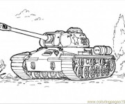 Coloriage Tank  militaire sur le terrain