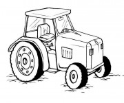 Coloriage Tracteur en noir et blanc