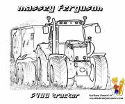 Coloriage Tracteur remorque Massey Ferguson