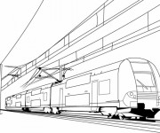 Coloriage et dessins gratuit Le Train très rapide  sur le chemin de fer à imprimer