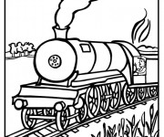 Coloriage Paysage de Locomotive de Train