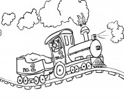 Coloriage Train à vapeur sur le chemin