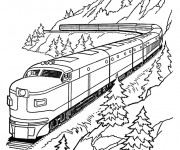 Coloriage Train dans la montagne
