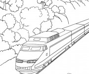 Coloriage Train moyen de transport publique