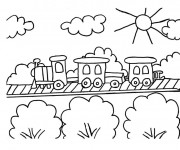 Coloriage et dessins gratuit Train passe par La Campagne à imprimer