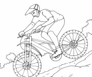 Coloriage et dessins gratuit Un cycliste dans la Montagne à imprimer