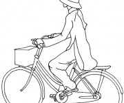 Coloriage Une fille sur sa Bicyclette
