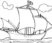 Coloriage et dessins gratuit Bateau Anglais dans la Mer à imprimer