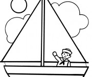 Coloriage et dessins gratuit Le marin dans son bateau à voile à imprimer