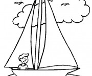 Coloriage et dessins gratuit Le petit marin navigue son navire à imprimer