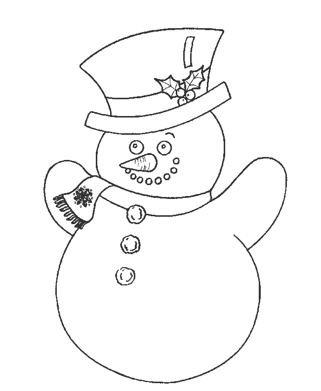 Coloriage Bonhomme de Neige en couleur dessin gratuit à imprimer
