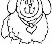 Coloriage Agneau portant une noeud en forme de coeur