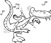 Coloriage Alligator &eacute;coute de la musique