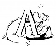 Coloriage Alligator et la lettre A