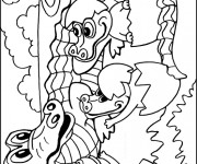 Coloriage et dessins gratuit Alligator et ses petits à imprimer