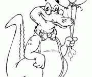 Coloriage Alligator portant des ballons