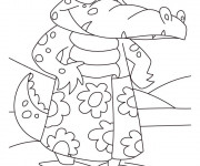 Coloriage Alligator portant ses vêtements