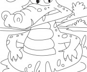 Coloriage Crocodile en train de nager