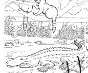 Coloriage Le Crocodile et les animaux de la forêt