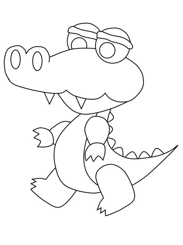 Coloriage et dessins gratuits Un petit Crocodile en marchant à imprimer