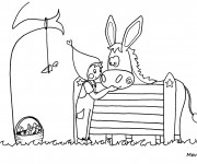 Coloriage &Acirc;ne et petite fille