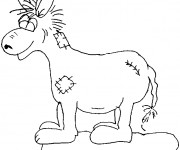 Coloriage &Acirc;ne peluche  en mauvais &eacute;tat