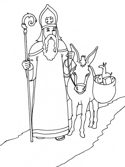 Coloriage L'âne de saint Nicolas dessin gratuit à imprimer