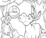 Coloriage L'âne  de Shrek boit la potion