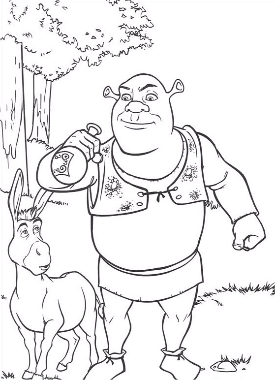 Coloriage et dessins gratuits Shrek et son âne à imprimer