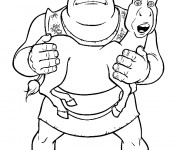 Coloriage Shrek porte son âne drôle