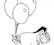Coloriage Un âne portant des ballons