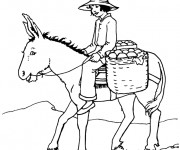Coloriage une paysanne sur &acirc;ne