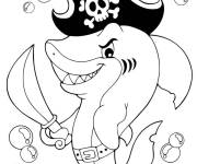 Coloriage Animal de la mer requin comme pirate