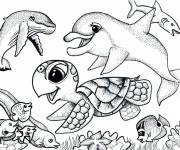 Coloriage Animaux de la mer heureux