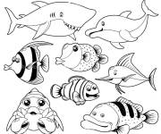 Coloriage Esp&egrave;ces des cr&eacute;atures de la mer