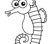 Coloriage et dessins gratuit Hippocampe facile dans la mer à imprimer